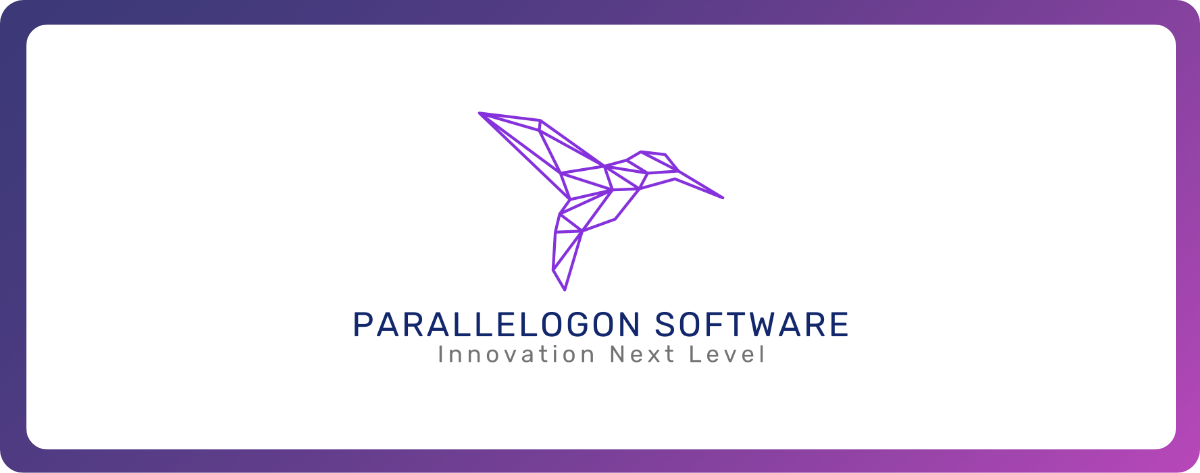 Parallelogon Software Logo – ein Kolibri gezeichnet als geometrische Figur auf weißem Hintergrund